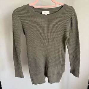 LOFT Women's Sage Green Crew Neck Waffle Sweater